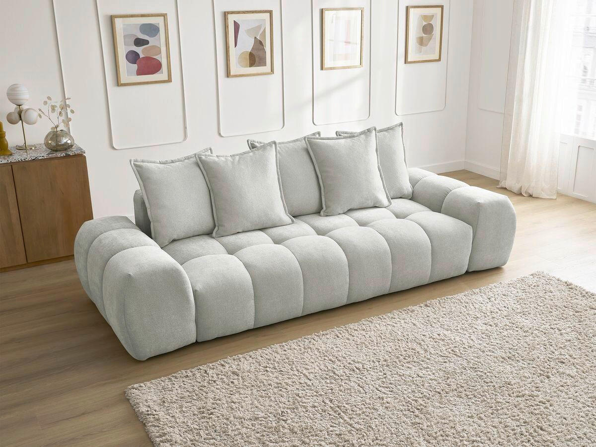 3-SITZER-SOFA EVEREST Struktur Hellgrau  - Hellgrau/Schwarz, MODERN, Kunststoff/Textil (278/90/115cm)