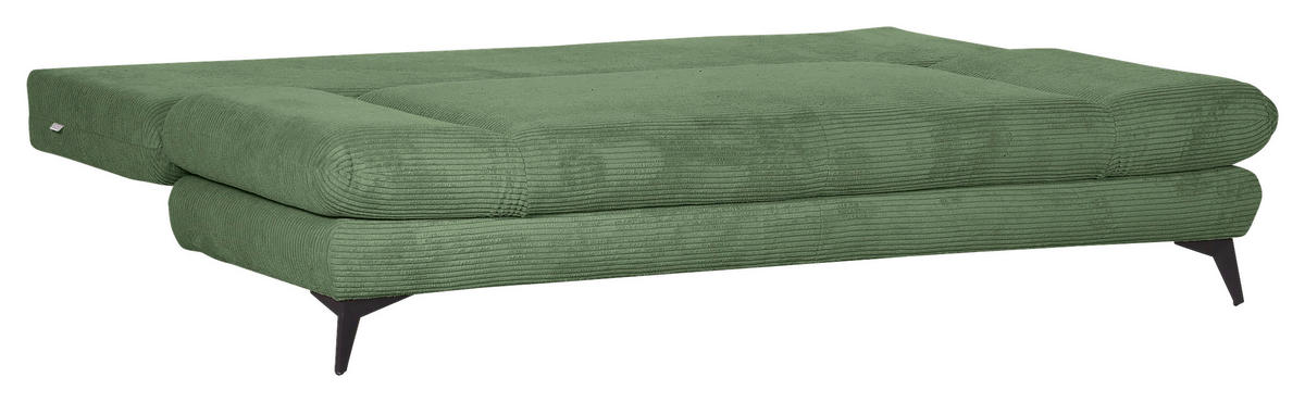 SCHLAFSOFA  mit Stoffauswahl, Liegefunktion, Schlafen auf Sitzhöhe, Rücken echt Cord Olivgrün  - Schwarz/Olivgrün, KONVENTIONELL, Textil/Metall (200/78/95cm) - home24