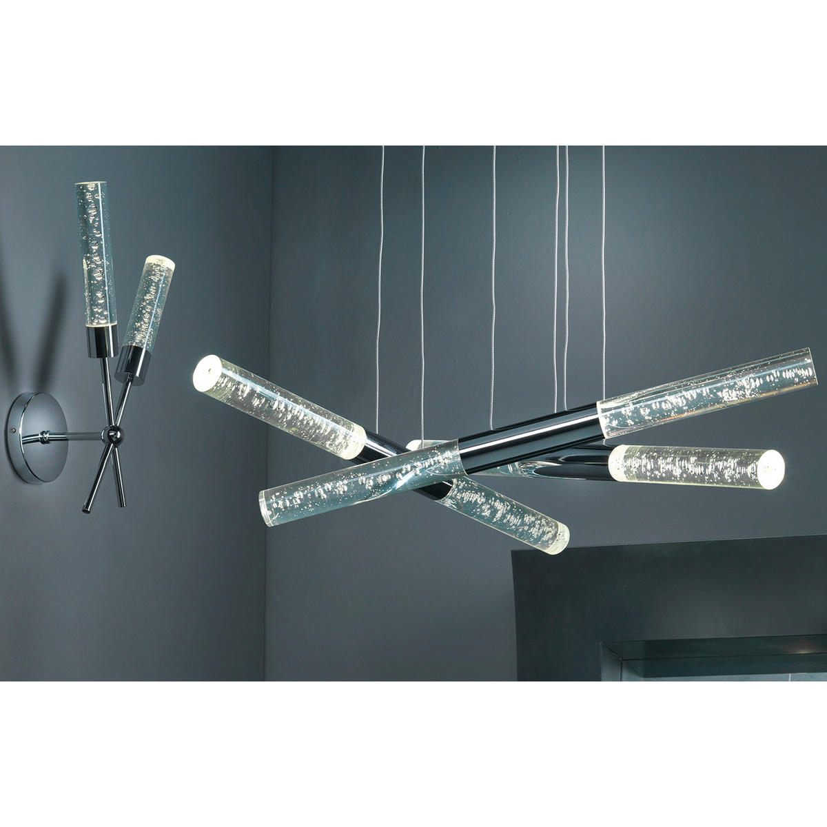 LED-PENDELLEUCHTE BUBBLES 70/70/110 cm   - Chromfarben, Design, Kunststoff/Metall (70/70/110cm)