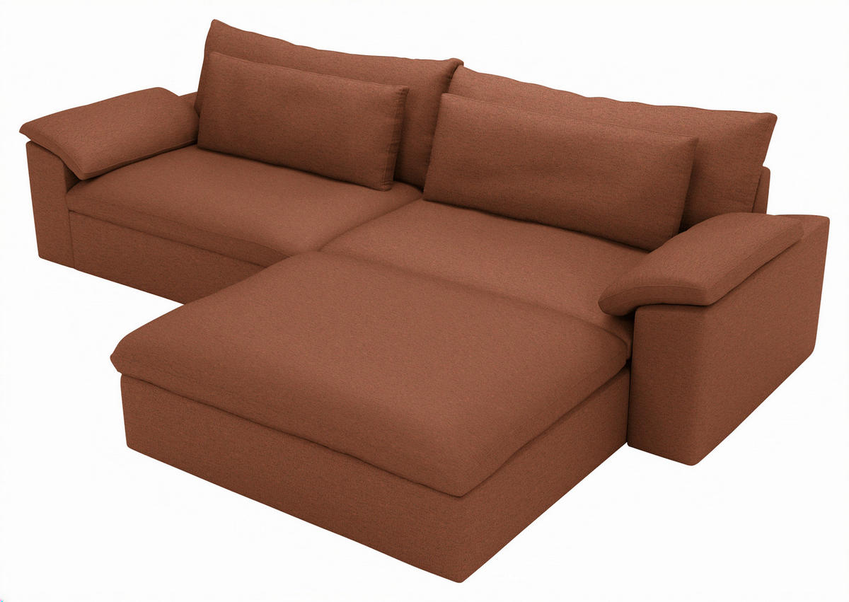 ECKSOFA Flachgewebe Beigebraun  - Beigebraun/Schwarz, Modern, Kunststoff/Textil (306/198cm) - Carryhome