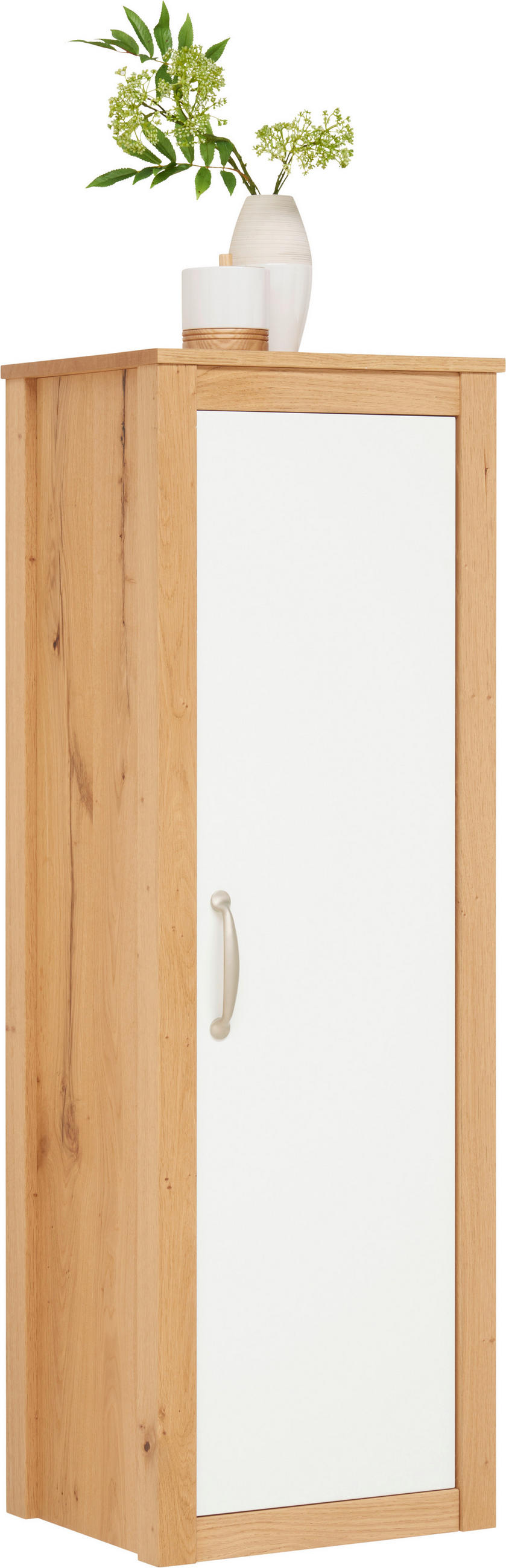 MIDISCHRANK 45/135/37,5 cm  - Weiss/Eichefarben, Modern, Glas/Holz (45/135/37,5cm) - Landscape