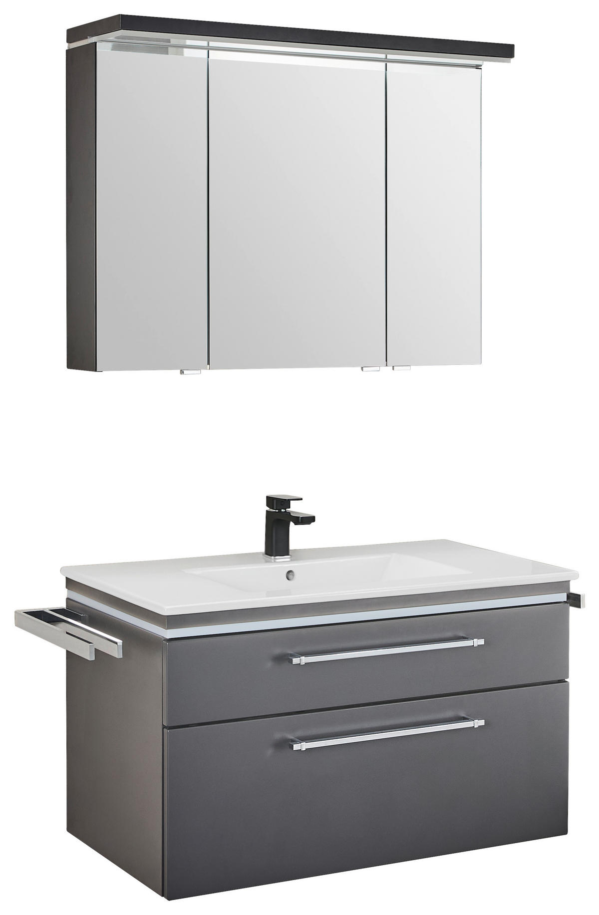 BADEZIMMER 3-teilig  in 90 cm  - Chromfarben/Weiß, Basics, Glas/Keramik (90cm) - Novel
