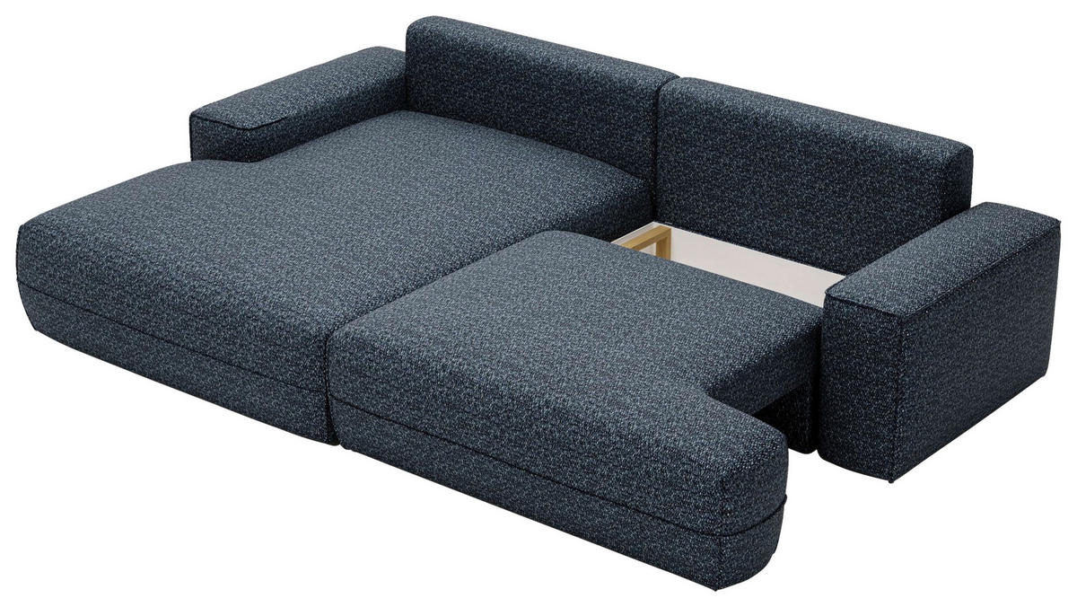 ECKSOFA in Struktur Blau  - Blau/Schwarz, Design, Kunststoff/Textil (156/272cm) - Livetastic