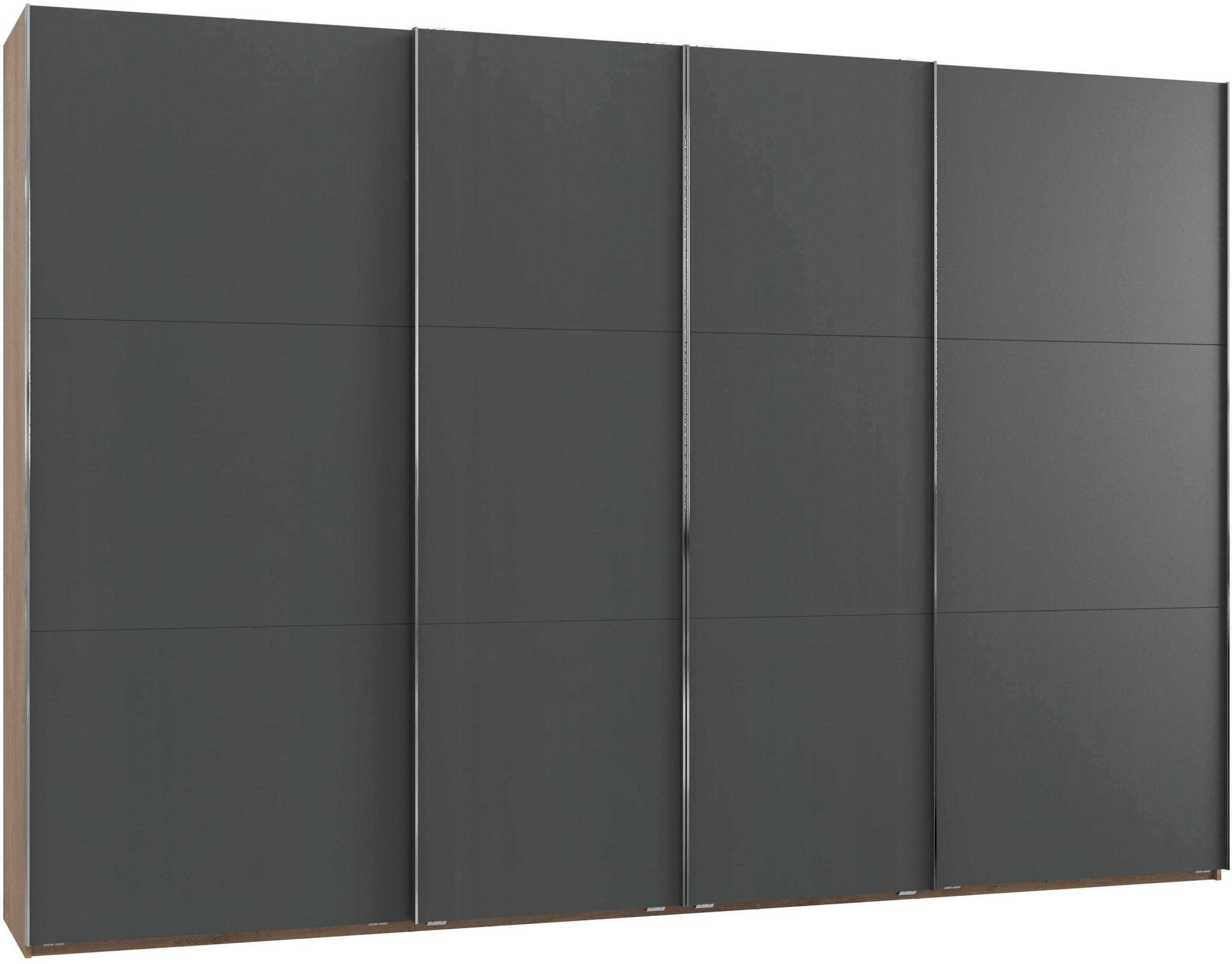 Schwebetürenschrank 350cm Level, Graphit/Eiche Dekor