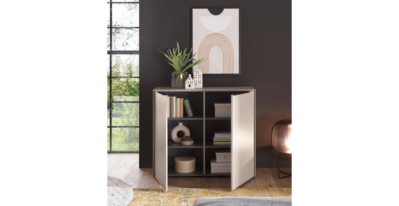 KOMMODE , 100/87/38 cm,  - Kaschmir/Schwarz, Design, Holzwerkstoff/Kunststoff (100/87/38cm) - Voleo