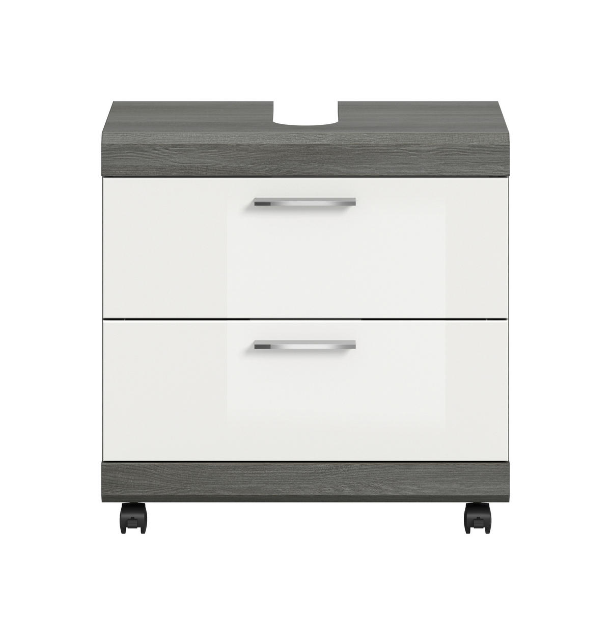 WASCHBECKENUNTERSCHRANK 60/60/34 cm  - Weiß Hochglanz/Silberfarben, Trend, Holzwerkstoff/Kunststoff (60/60/34cm) - MID.YOU