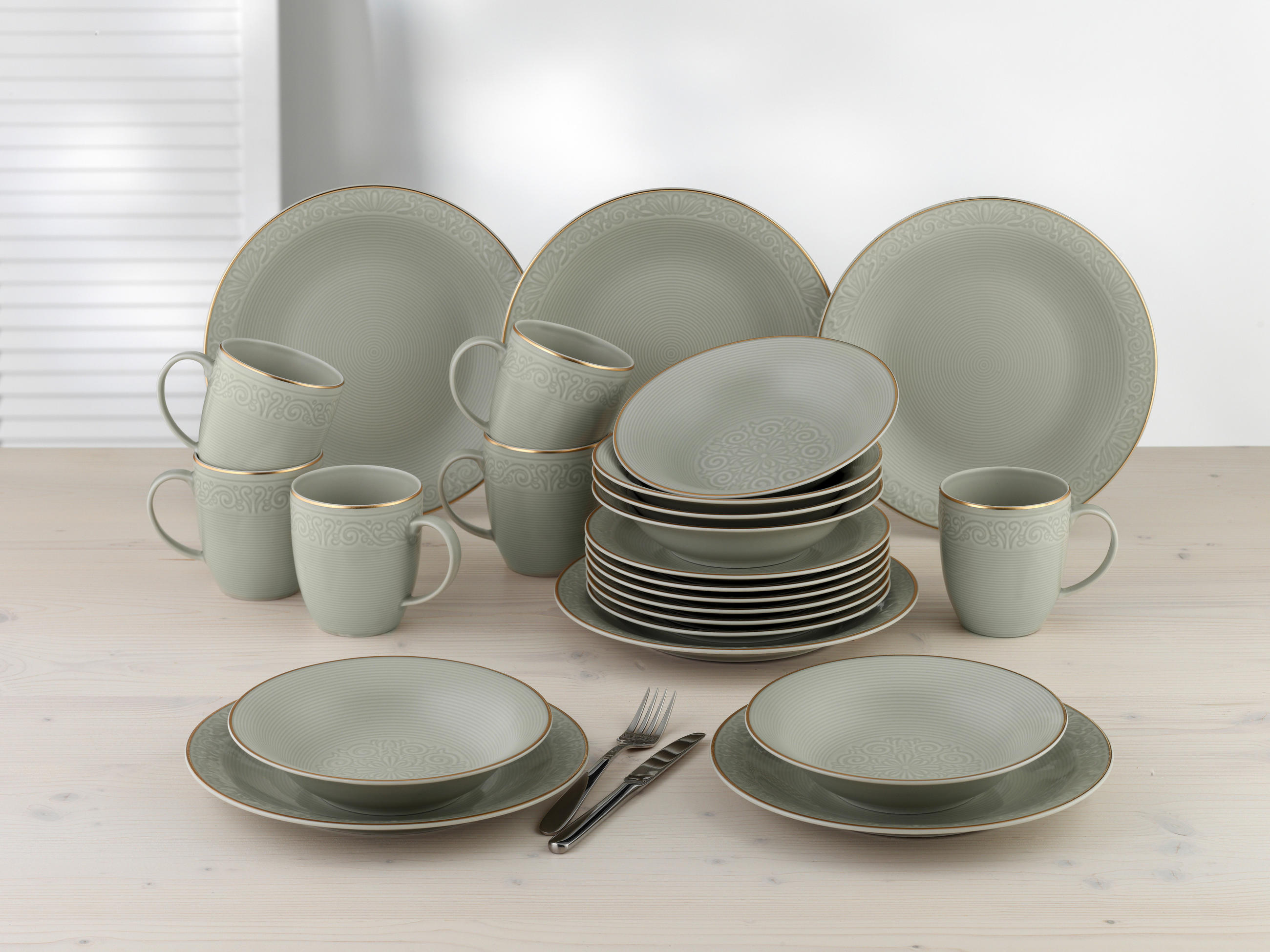 KOMBISERVICE 24-teilig  - Basics, Keramik (39/32,5/29,5cm) - Van Well