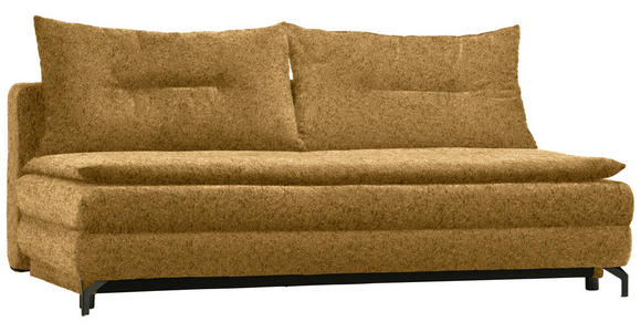 SCHLAFSOFA in Chenille, Plüsch Goldfarben  - Goldfarben/Schwarz, MODERN, Textil/Metall (208/73/92/102cm) - Novel