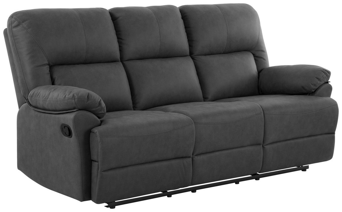 SITZGARNITUR Mikrofaser Grau  - Schwarz/Grau, KONVENTIONELL, Textil/Metall - Livetastic