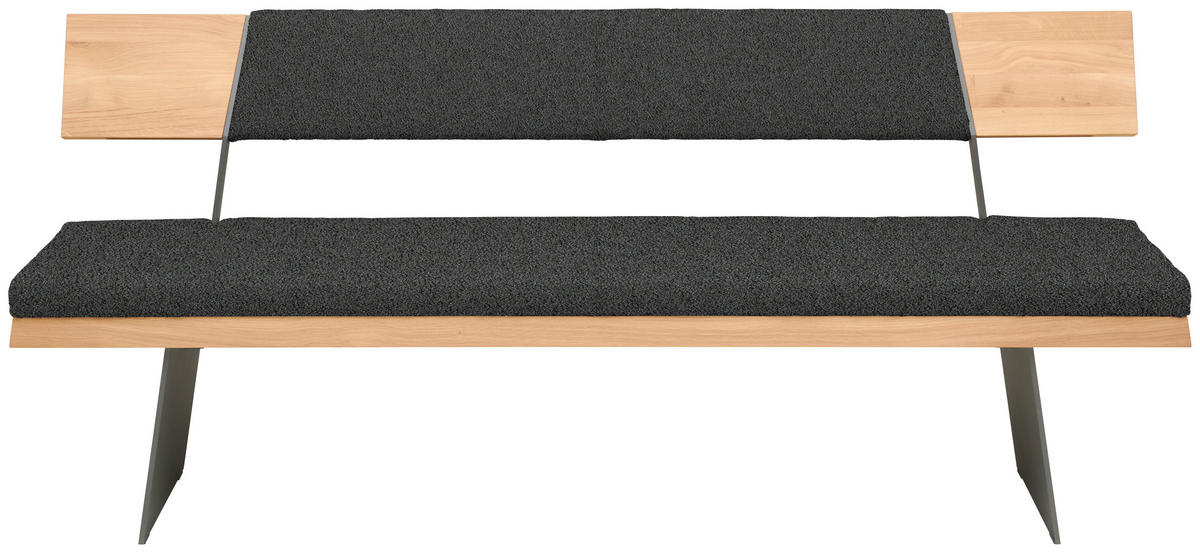 SITZBANK 207/90/58 cm  in Schwarz, Dunkelgrau, Wildeiche  - Wildeiche/Dunkelgrau, Natur, Holz/Textil (207/90/58cm) - Voglauer