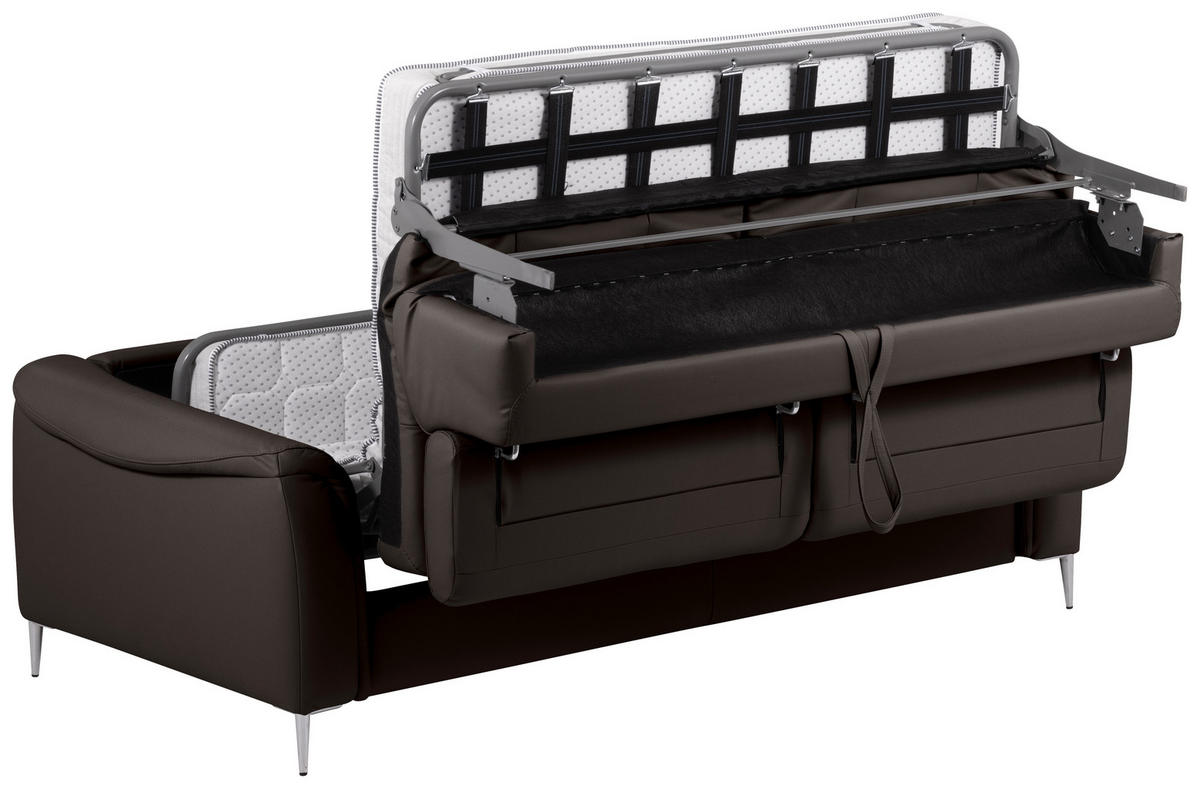 SCHLAFSOFA in Textil, Leder Dunkelbraun  - Dunkelbraun, Design, Leder/Textil (203/77-98/103cm) - MID.YOU