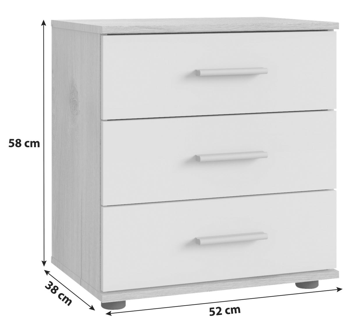 NOČNÝ STOLÍK, farba duba, svetlosivá, 52/58/38 cm - farba duba/svetlosivá, Basics, kompozitné drevo/plast (52/58/38cm) - MID.YOU