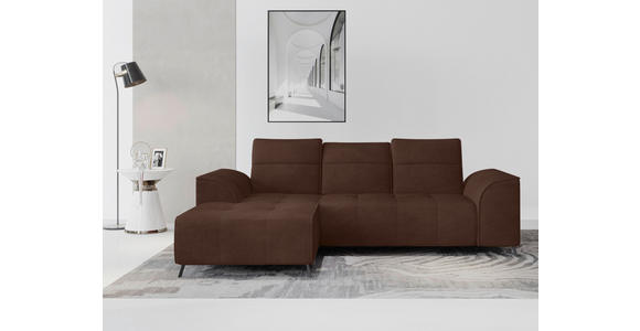 ECKSOFA Dunkelbraun Cord - Dunkelbraun/Schwarz, KONVENTIONELL, Textil/Metall (196/290cm) - Carryhome