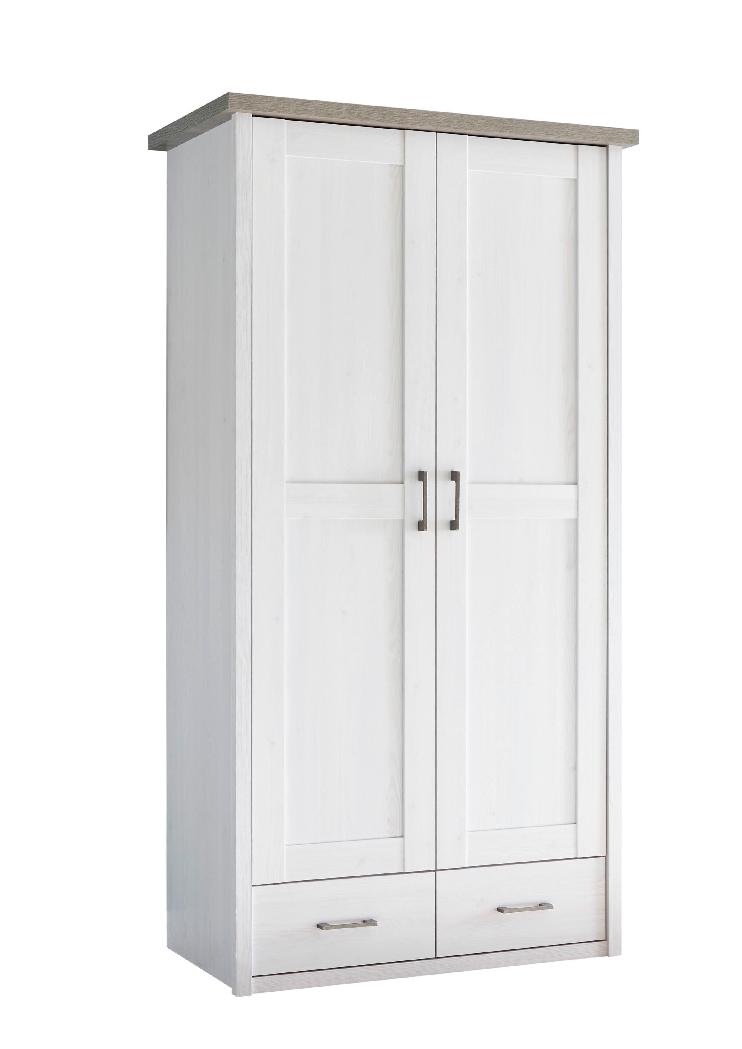 BABYKLEIDERSCHRANK Luca / Corner Weiß, Eichefarben  - Eichefarben/Anthrazit, Basics, Holzwerkstoff/Metall (106/201/55cm)