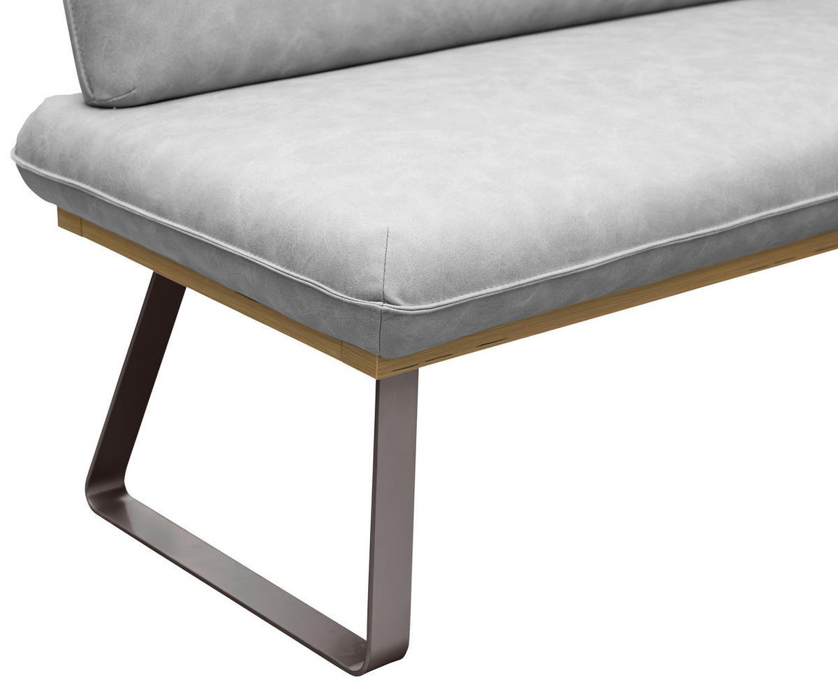 SITZBANK 160/48/90 cm Webstoff Grau  - Schwarz/Grau, MODERN, Textil/Metall (160/48/90cm) - Livetastic