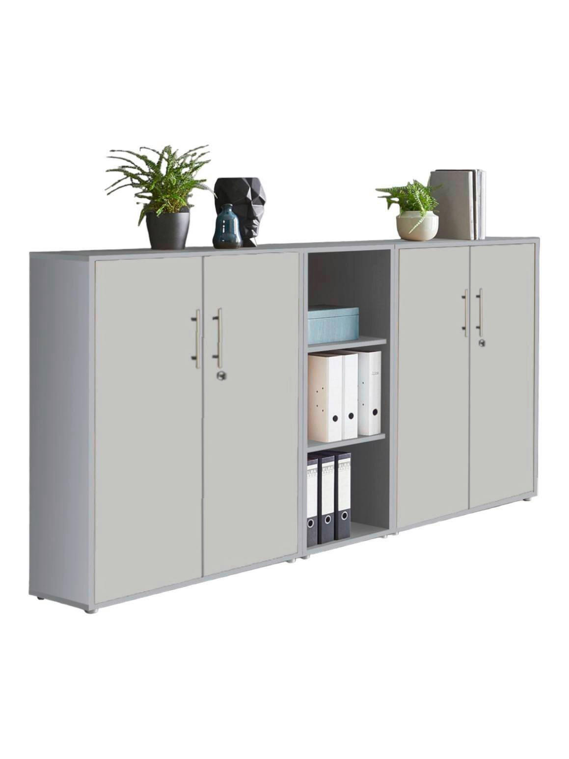 AKTENSCHRANK Hellgrau  - Hellgrau, MODERN, Holzwerkstoff (212,9/113,6/33cm) - MID.YOU