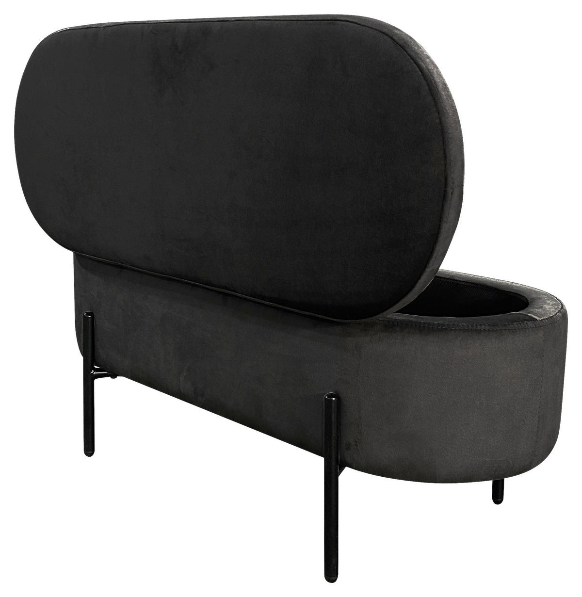 SITZBANK 95/42/37,5 cm Samt Schwarz  - Schwarz, Design, Textil/Metall (95/42/37,5cm) - MID.YOU