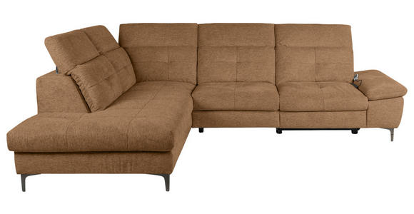 ECKSOFA Terracotta Webstoff  - Terracotta/Schwarz, KONVENTIONELL, Textil/Metall (225/288cm) - Carryhome