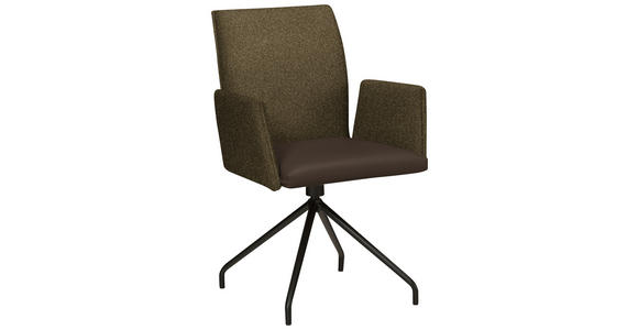 ARMLEHNSTUHL  , Typenauswahl, Sitzfläche 360° drehbar  , Webstoff, Mikrofaser  ,  - Schwarz/Braun, Design, Textil/Metall (60/91/60cm) - Moderano