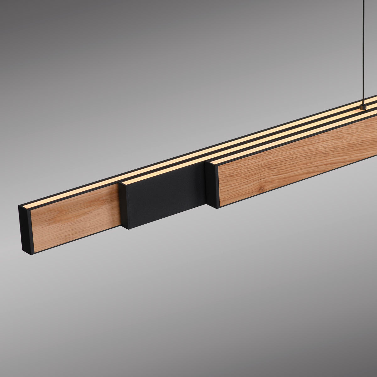 LED-HÄNGELEUCHTE Adriana Square 179/5,8/180 cm  - Eichefarben/Schwarz, Natur, Holz/Metall (179/5,8/180cm) - Paul Neuhaus