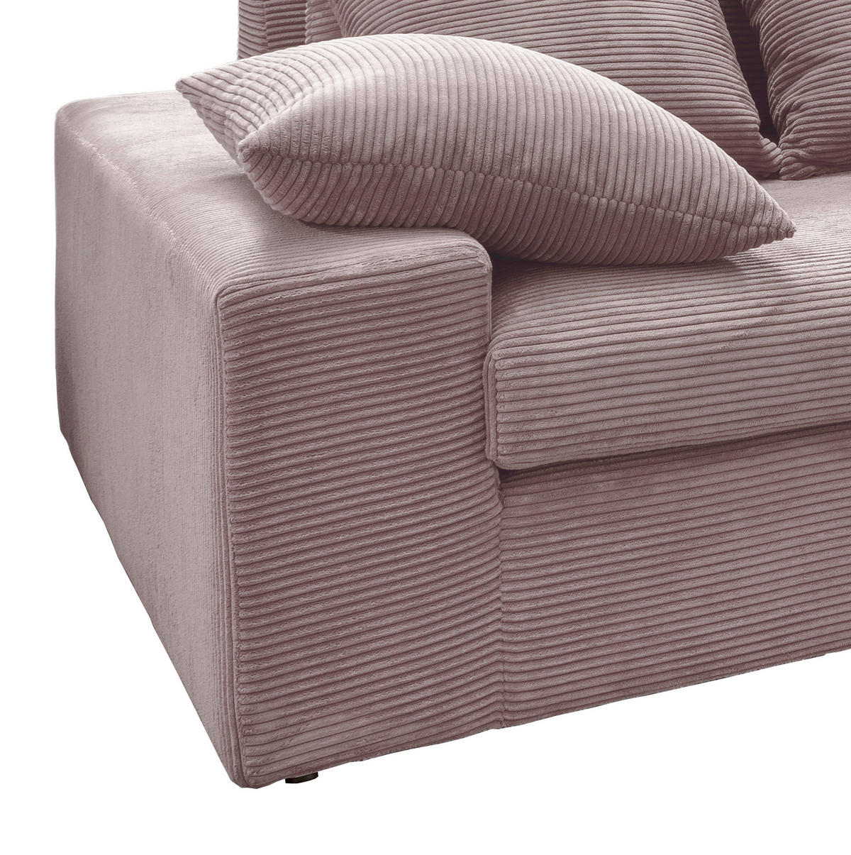 VIERSITZER-SOFA in Cord Rosa  - Schwarz/Rosa, Modern, Kunststoff/Textil (308/80/140cm) - Livetastic