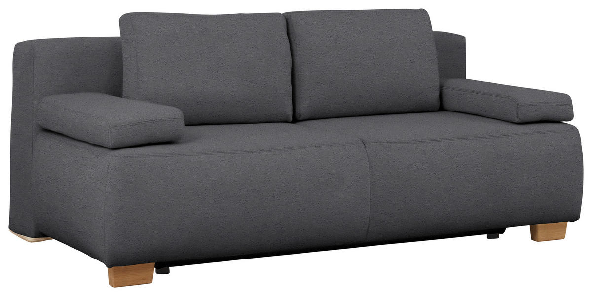 BOXSPRINGSOFA in Flachgewebe Grau  - Naturfarben/Grau, Modern, Holz/Textil (205/93/108cm) - Venda