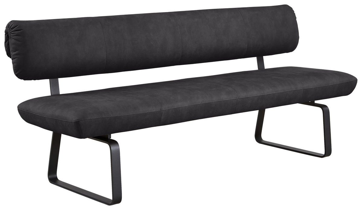 SITZBANK in Metall, Textil Anthrazit, Schwarz  - Anthrazit/Schwarz, Design, Textil/Metall (200/88/68cm) - Venjakob