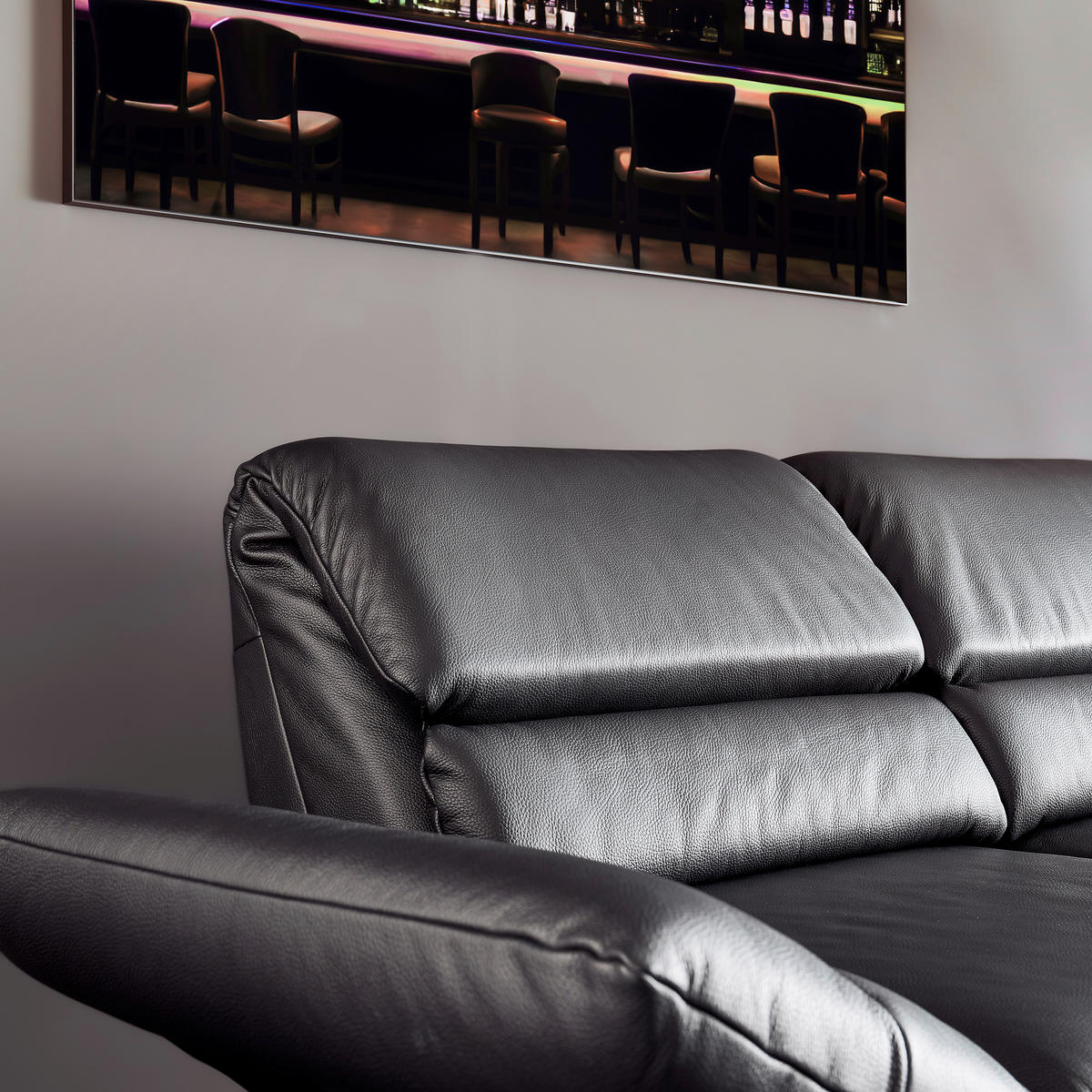 2-SITZER-SOFA Echtleder Schwarz  - Chromfarben/Schwarz, Design, Leder/Metall (178-226/82/96-177cm) - Dieter Knoll