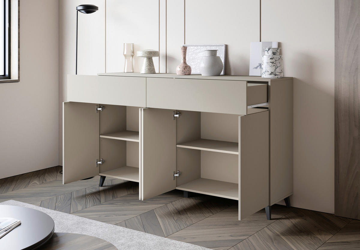 SIDEBOARD  160/95,4/39 cm 2 Schublade(n)  - Kaschmir/Schwarz, Design, Holzwerkstoff/Kunststoff (160/95,4/39cm) - P & B