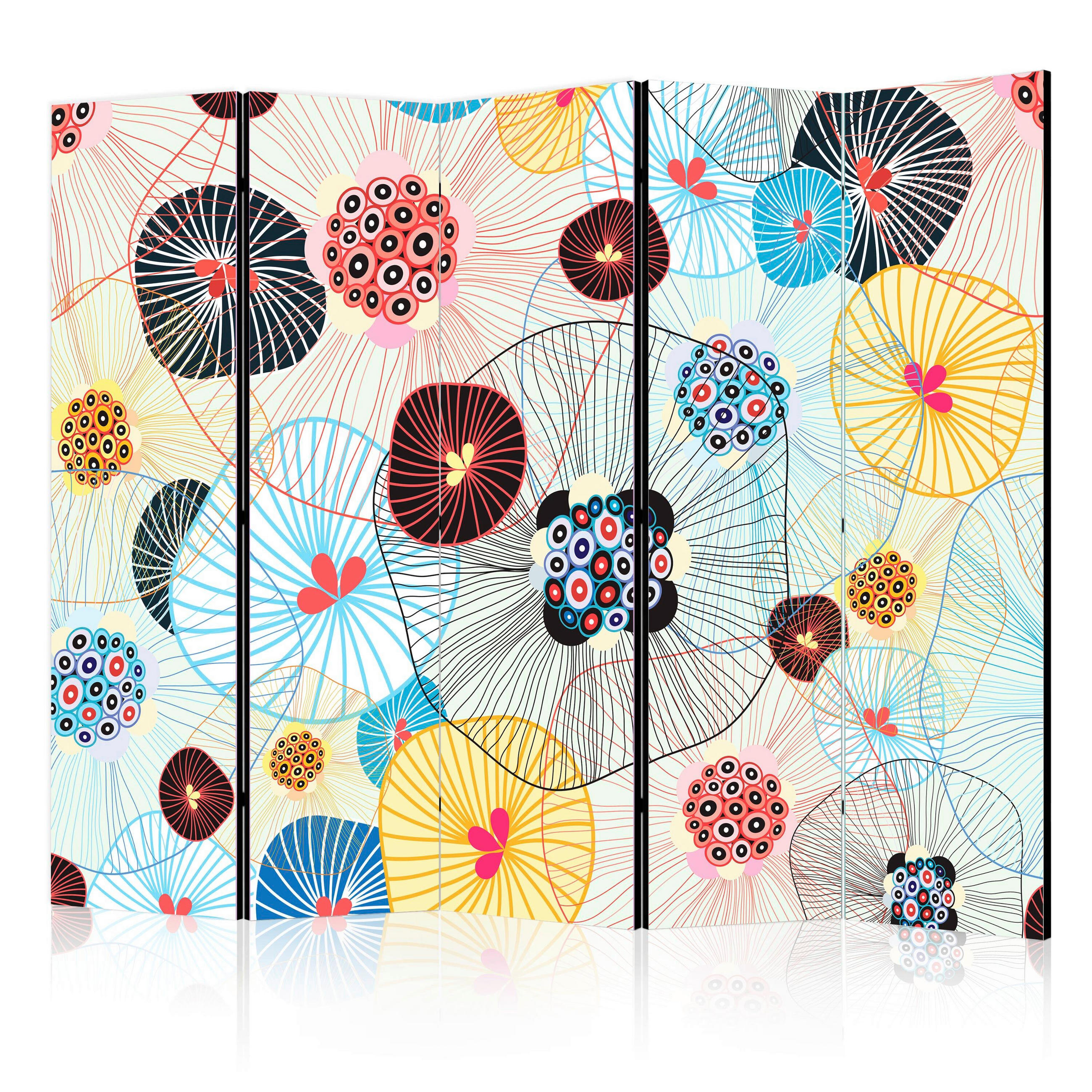 SKÄRMVÄGG  i trä, textil  multicolor, ljusblå  - ljusblå/multicolor, Basics, trä/textil (225/172/3cm) - artgeist
