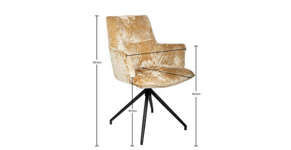 ARMLEHNSTUHL  Stoffauswahl, Sitzfläche 360° drehbar, automatische Rückholfunktion Samt  - Taupe/Schwarz, Design, Textil/Metall (59/89,5/63cm) - Novel