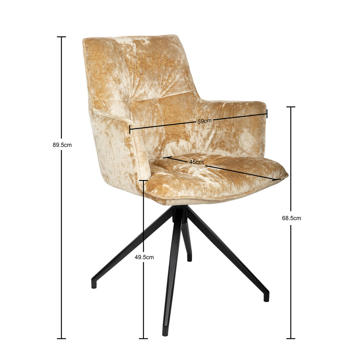 ARMLEHNSTUHL  in Eisen Samt  - Taupe/Schwarz, Design, Textil/Metall (59/89,5/63cm) - Novel