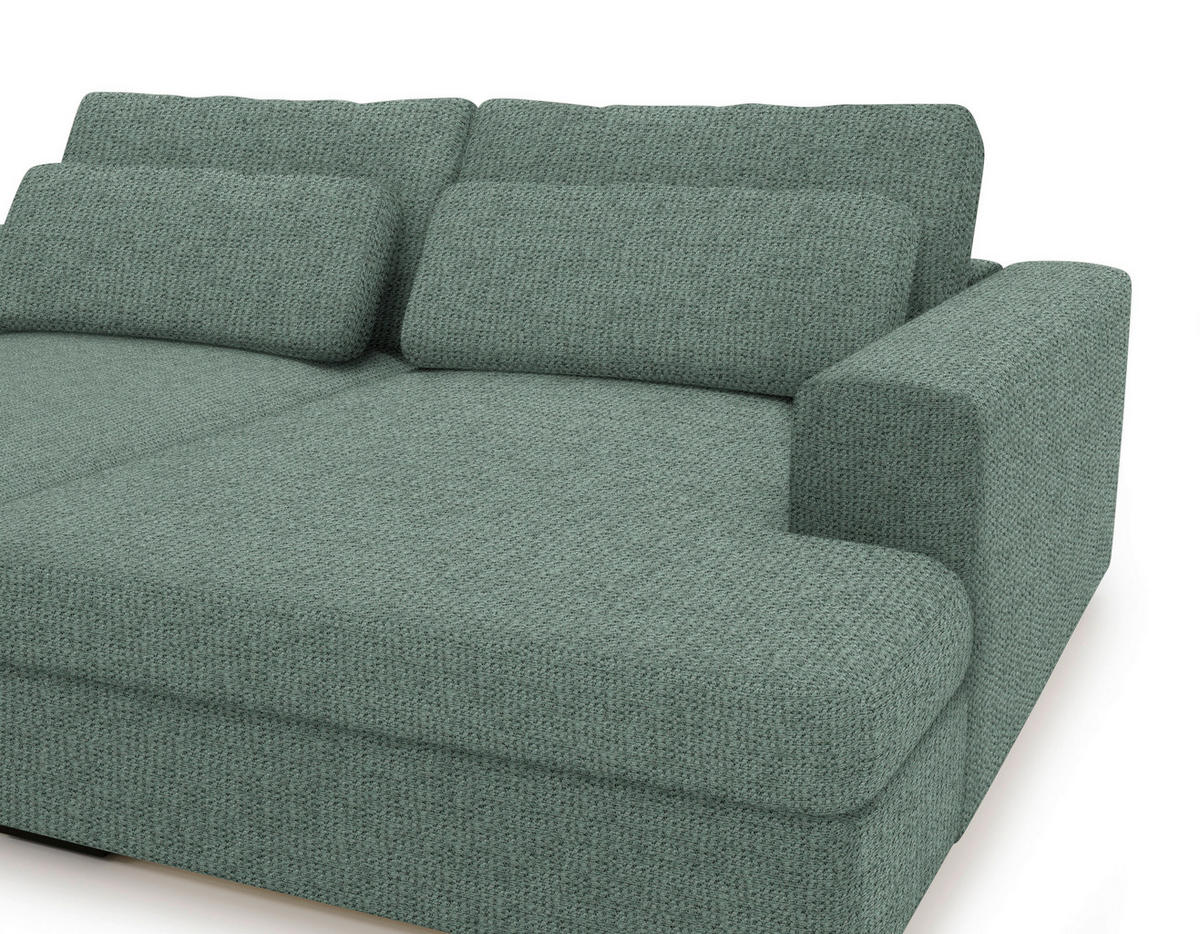 BIGSOFA in Chenille Grün  - Schwarz/Grün, Design, Textil (223/80/158cm) - Lomoco