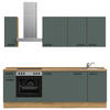 KÜCHENLEERBLOCK 240 cm   in Eichefarben, Dunkelgrün  - Dunkelgrün/Eichefarben, MODERN, Holzwerkstoff/Metall (240cm) - Nobilia