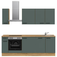 KÜCHENLEERBLOCK 240 cm   in Eichefarben, Dunkelgrün  - Dunkelgrün/Eichefarben, MODERN, Holzwerkstoff/Metall (240cm) - Nobilia
