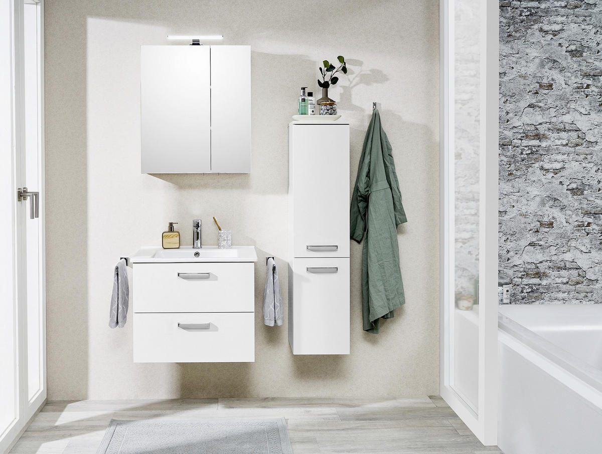 BADEZIMMER 3-teilig  in 65 cm  - Weiss, Design, Glas/Keramik (65cm) - Xora