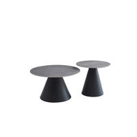 COUCHTISCHSET in Metall, Stein  - Schwarz/Grau, Design, Stein/Metall (70/50/40/46cm) - Livetastic