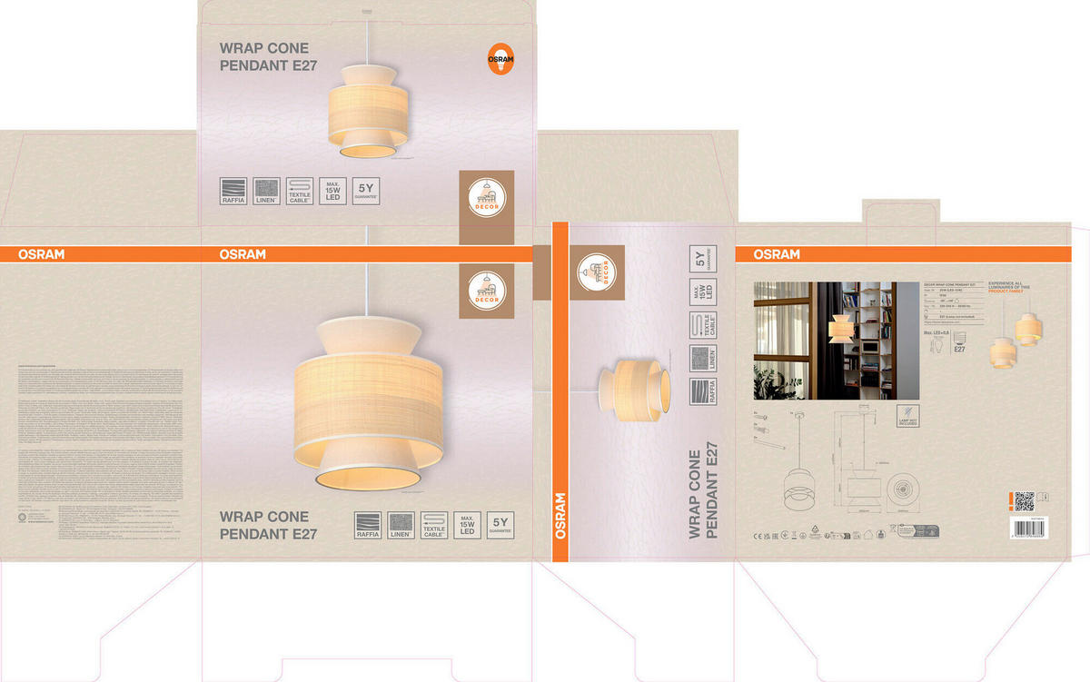 HÄNGELEUCHTE 35/142 cm  - Beige, Natur, Holz/Textil (35/142cm) - Osram