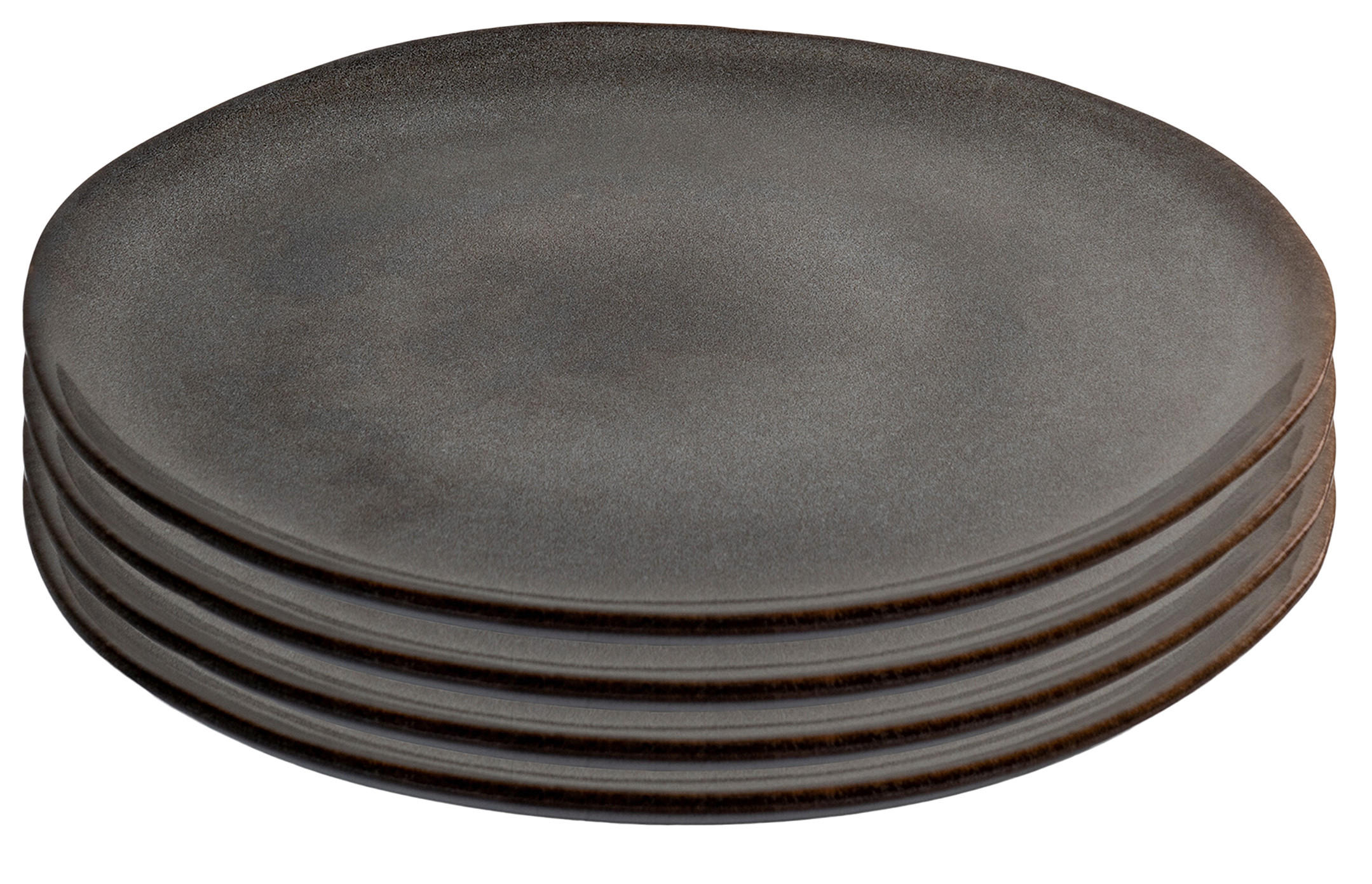 SPEISETELLERSET 4-teilig  - Graubraun, Basics, Stein