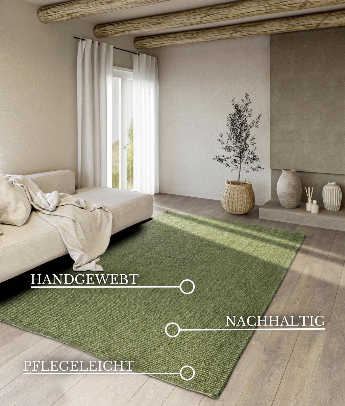 JUTETEPPICH 160/230 cm Kollektion 1791 Waldgrün rechteckig  - Waldgrün, Basics, Textil (160/230cm) - Villeroy & Boch