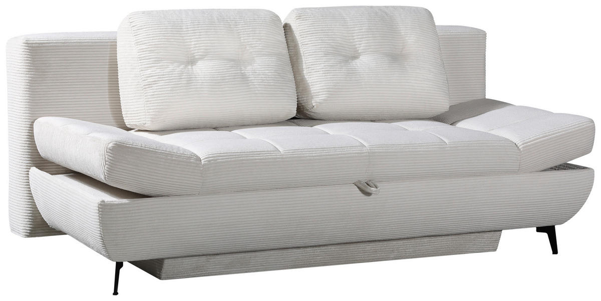 SCHLAFSOFA Flachgewebe Hellgrau  inkl. Rückenkissen, Bettkasten, Schlaffunktion  - Hellgrau/Schwarz, Design, Textil/Metall (210/92/107cm) - Novel