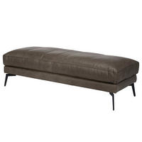 HOCKER Leder Fango  - Fango/Schwarz, Design, Leder/Metall (163/46/62cm) - Livetastic