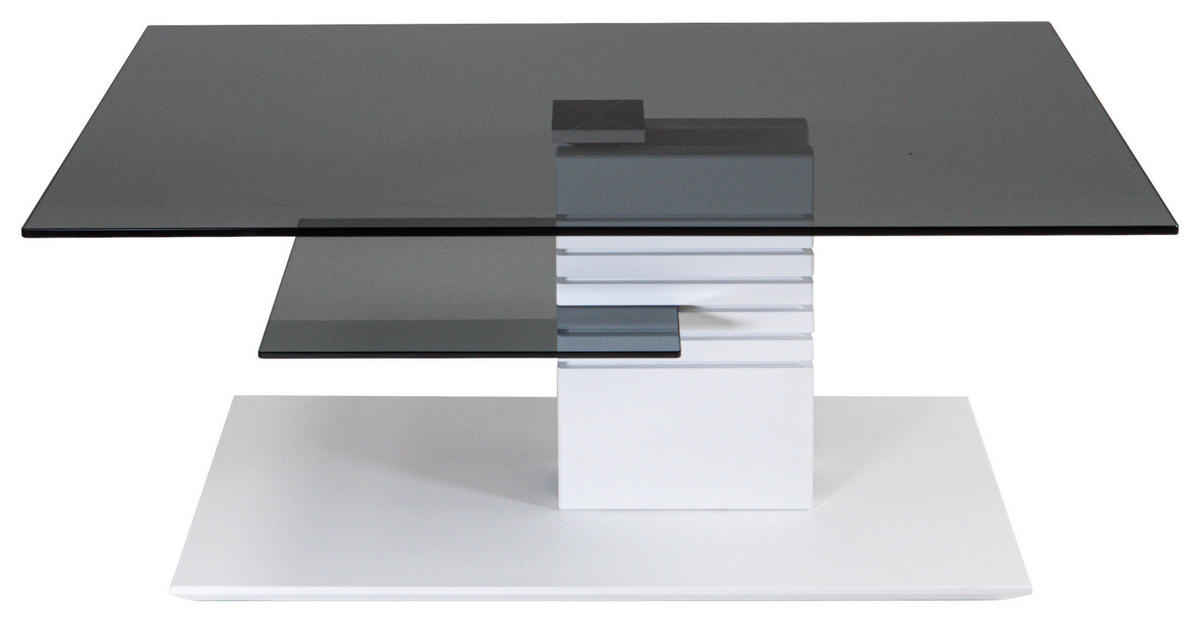 COUCHTISCH Buche Hartholz ESG, Parsolglas 100/64/47-65 cm rechteckig Anthrazit, Weiß  - Anthrazit/Weiß, MODERN, Glas/Holz (100/64/47-65cm)