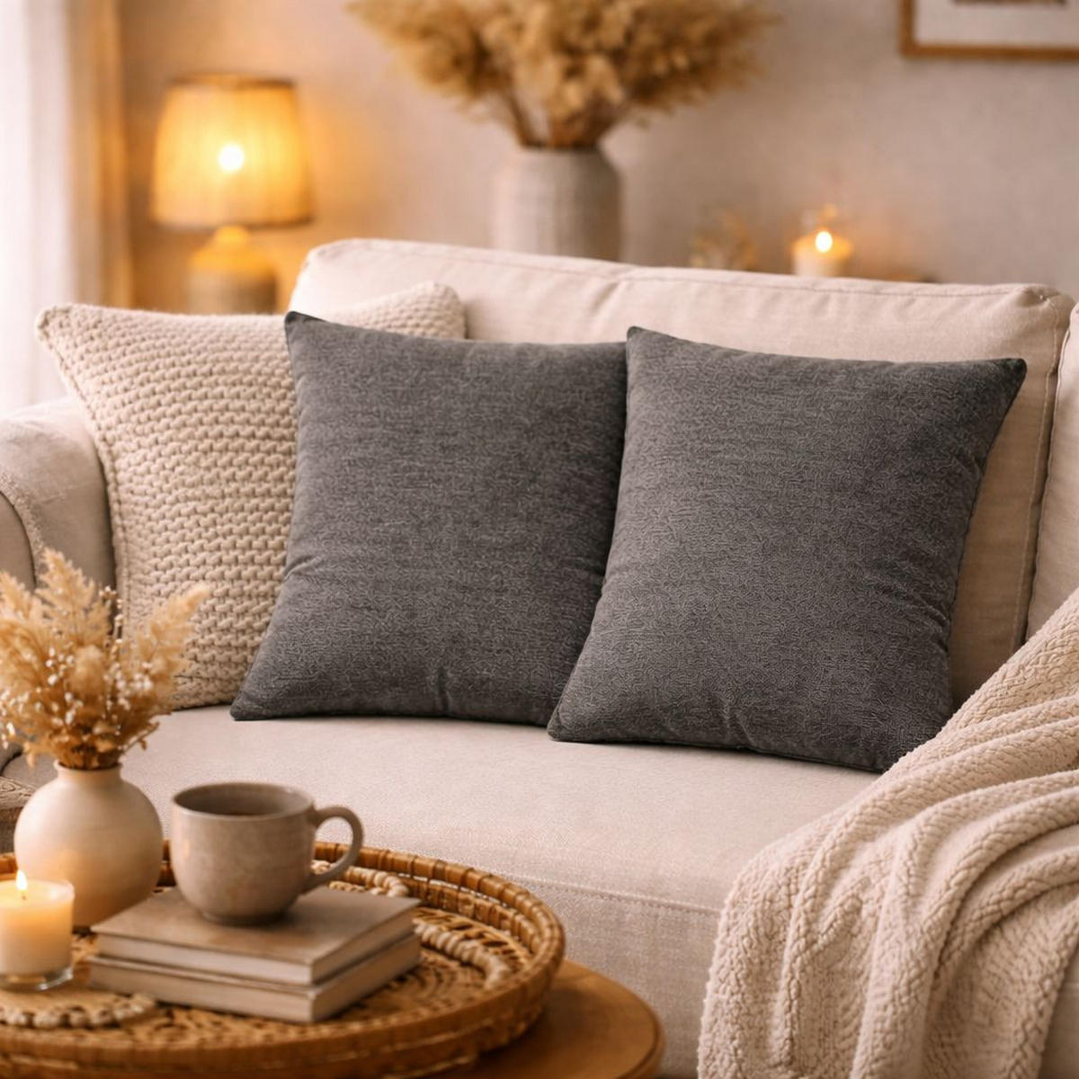 ZIERKISSEN  50/50 cm   - Grau, Basics, Textil (50/50cm)