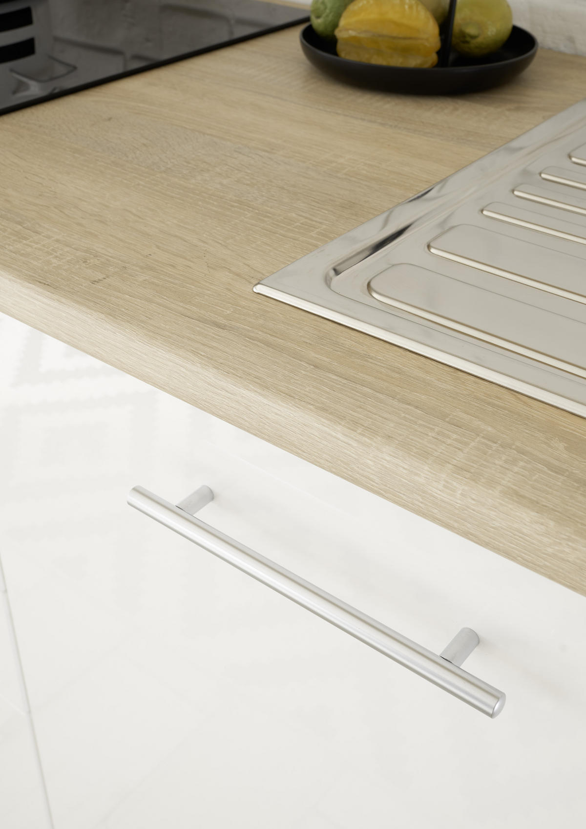 BUCĂTĂRIE FĂRĂ ELECTROCASNICE  - stejar Sonoma/alb, Modern, material pe bază de lemn (310cm) - Xora