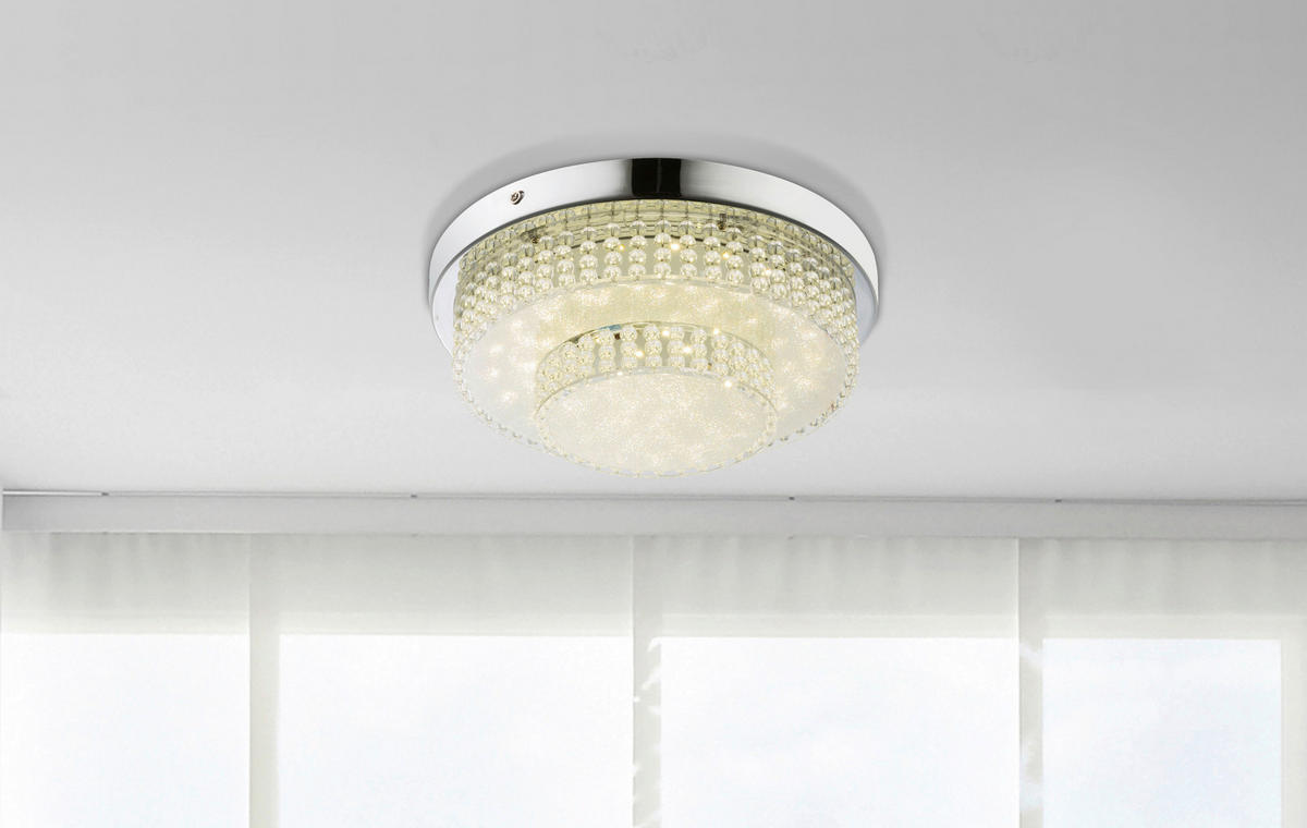 LED PLAFONJERA CAKE  - boja hroma/prozirna, Dizajnerski, metal/plastika (28/9cm)