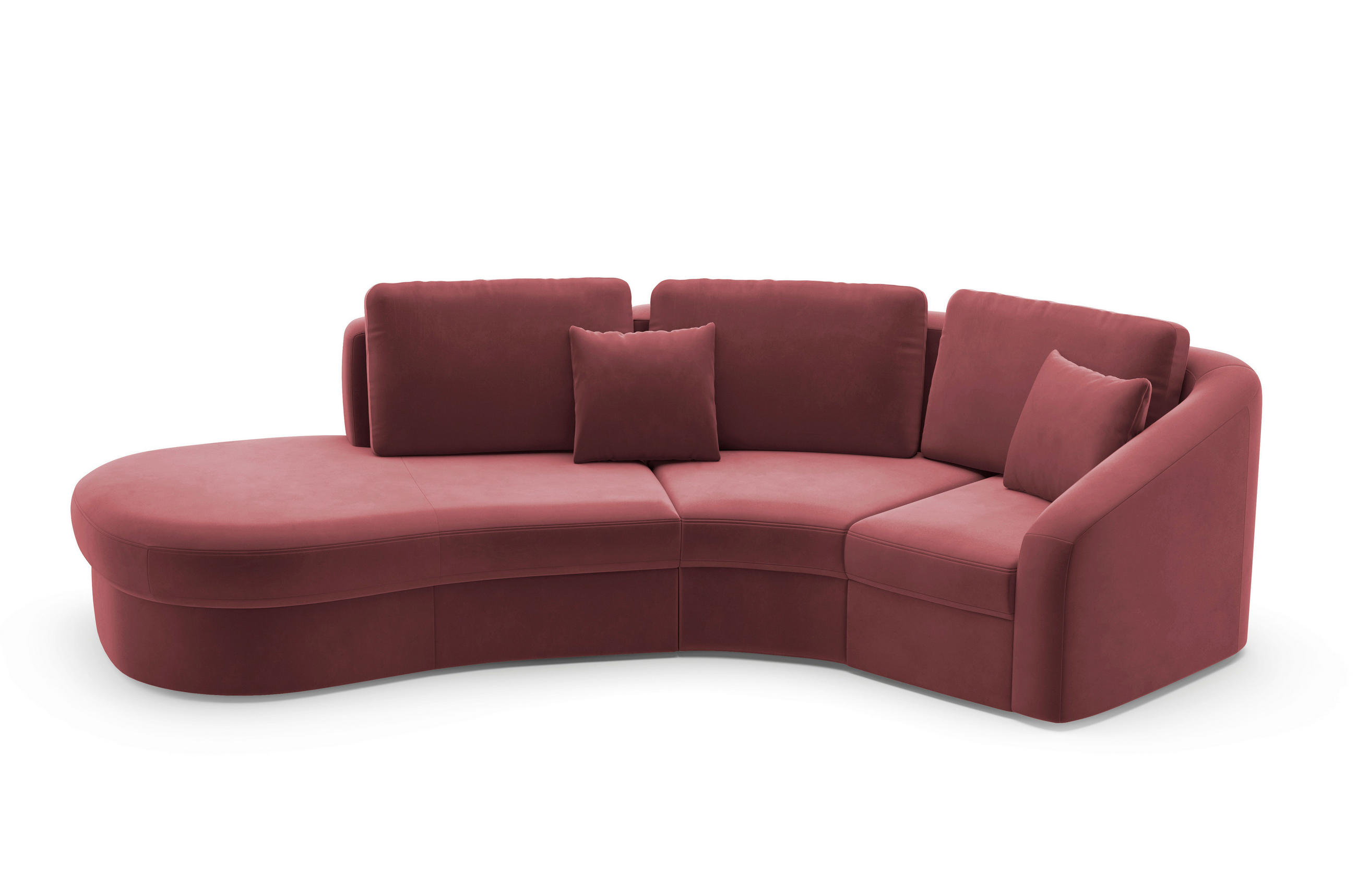 ECKSOFA in Samt Aubergine  - Aubergine/Schwarz, Modern, Kunststoff/Textil (230/266cm) - Sit & More