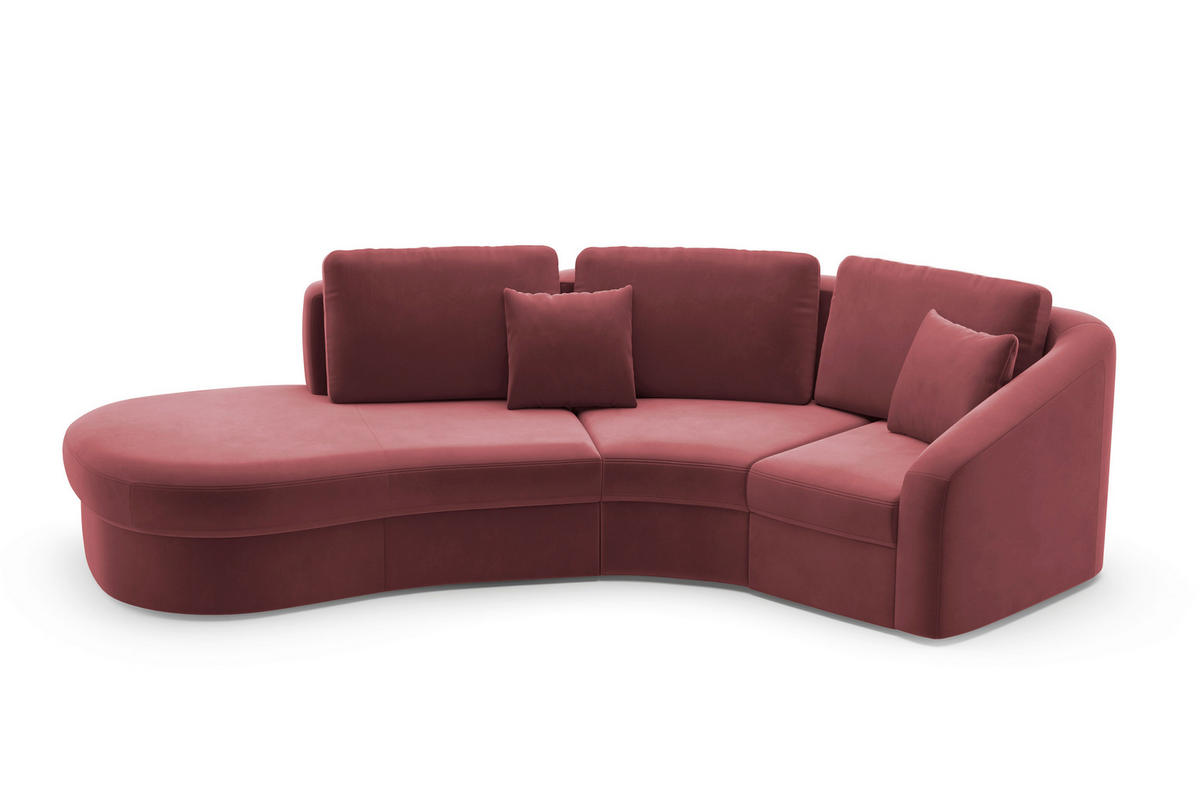 ECKSOFA JAZZ V Aubergine Samt  - Aubergine/Schwarz, MODERN, Kunststoff/Textil (230/266cm) - Sit & More
