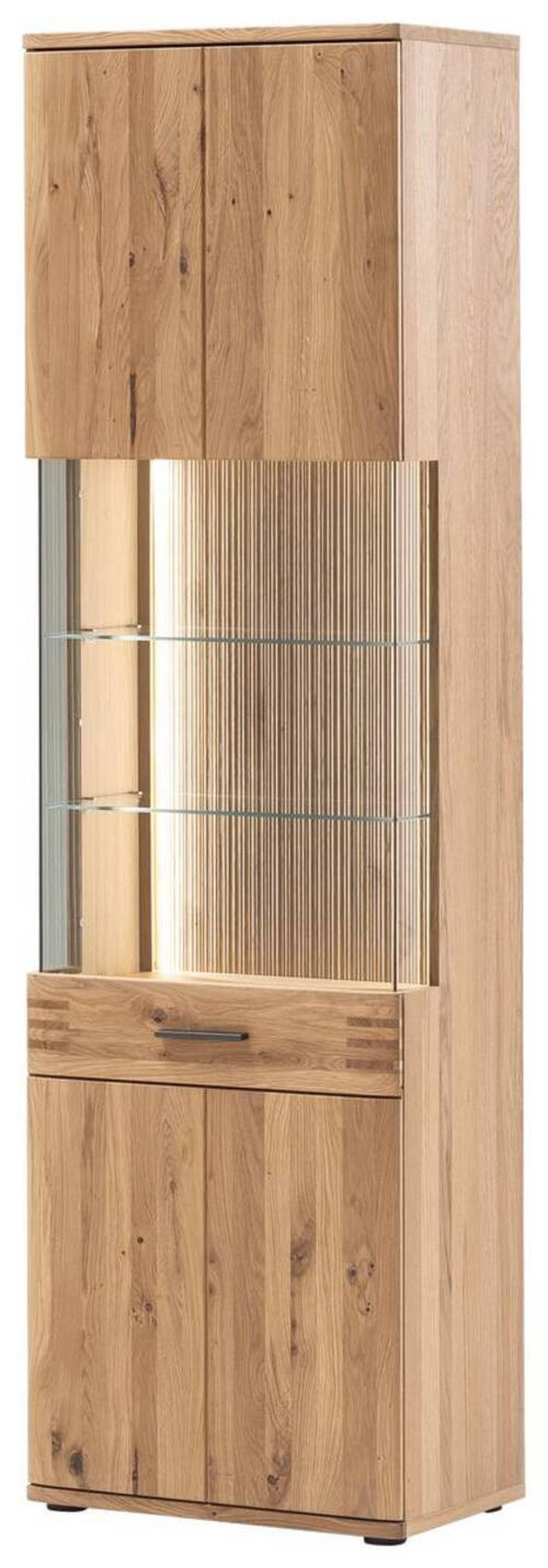 VITRINSKÅP i faner, massiv rustik ek ekfärgad  - svart/antracit, Design, metall/trämaterial (60/208/37cm) - Livetastic