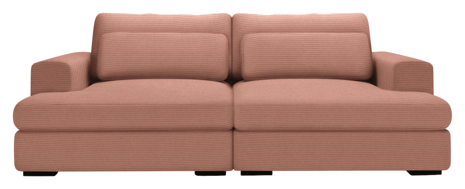 BIGSOFA in Cord Aprikose  - Aprikose/Schwarz, Design, Textil (223/80/158cm) - Lomoco